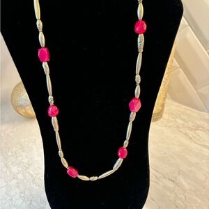 Chico’s pink and gold long necklace
